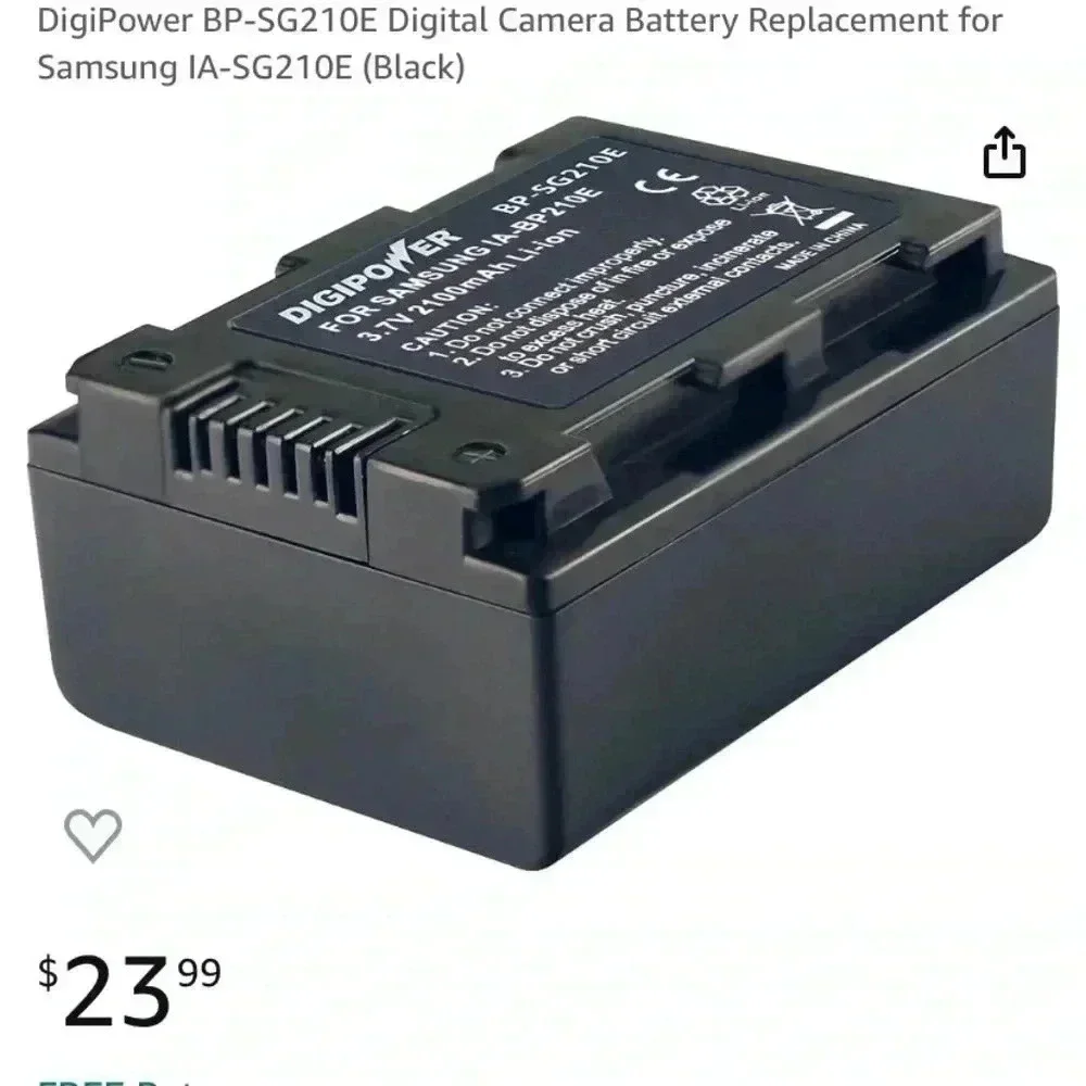 DigiPower BP-SG210E Digital Camera Battery Replacement for Samsung IA-SG210E
